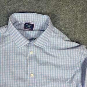 UNTUCKit Benson Men's X-Large Regular Fit Blue Pink Gingham Button Down Shirt
